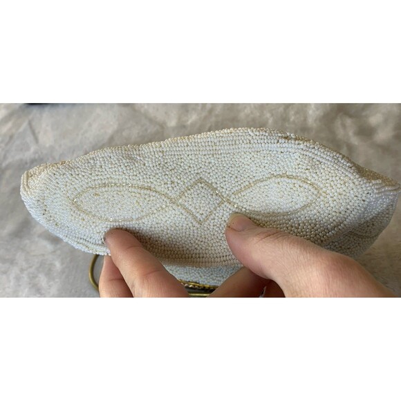 Vintage 50s Ed B. Robinson Micro Bead Handbag Made In France Floral Coquette - Picture 7 of 16